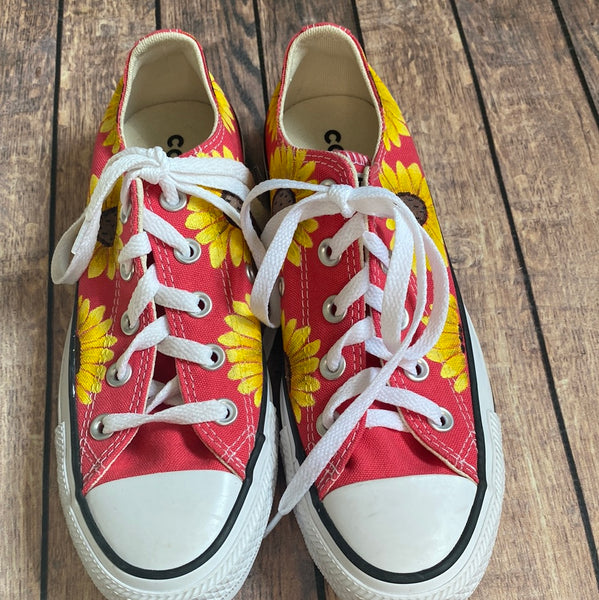 Women’s Size 6/Men’s Size 4 - Coral Sunflower Converse (Ready to Ship Sale) - No Box