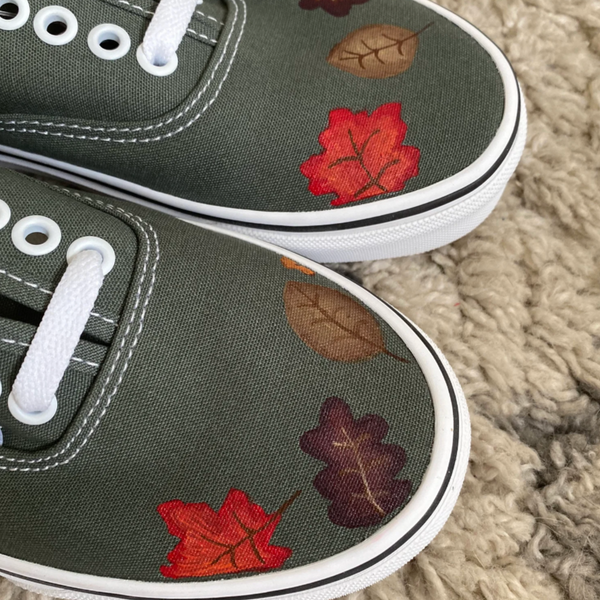 Hand Painted Fall Leaf Vans