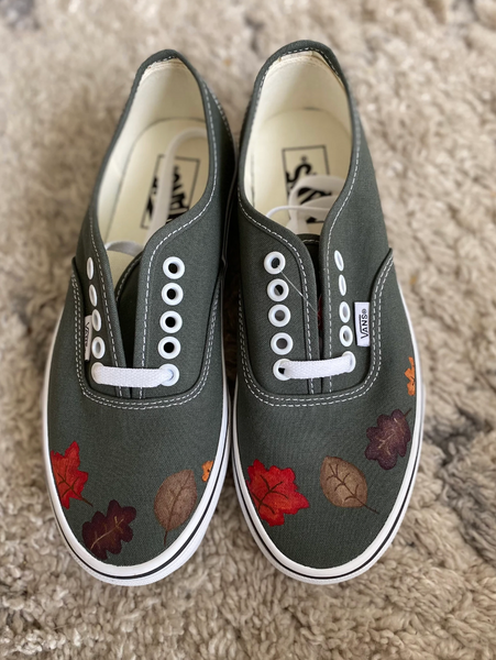 Hand Painted Fall Leaf Vans
