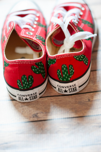 Hand Painted Red Cactus Converse | Hand Painted Converse