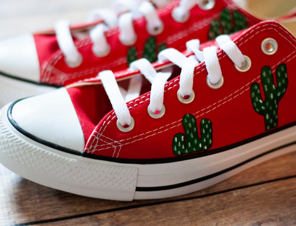 Hand Painted Red Cactus Converse | Hand Painted Converse