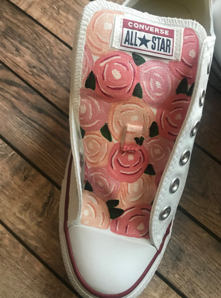 Rose Converse || Custom White Converse || Hand Painted Converse