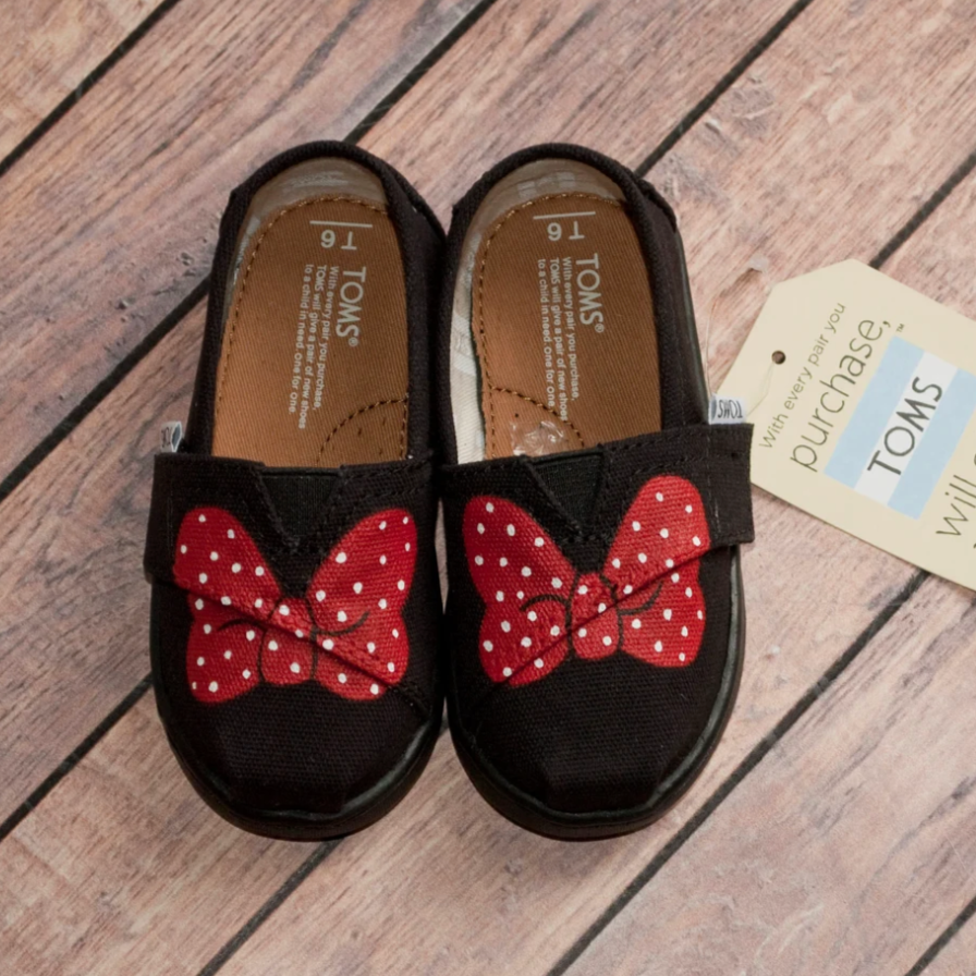 Polka Dot Bow Hand Painted Tiny Toms