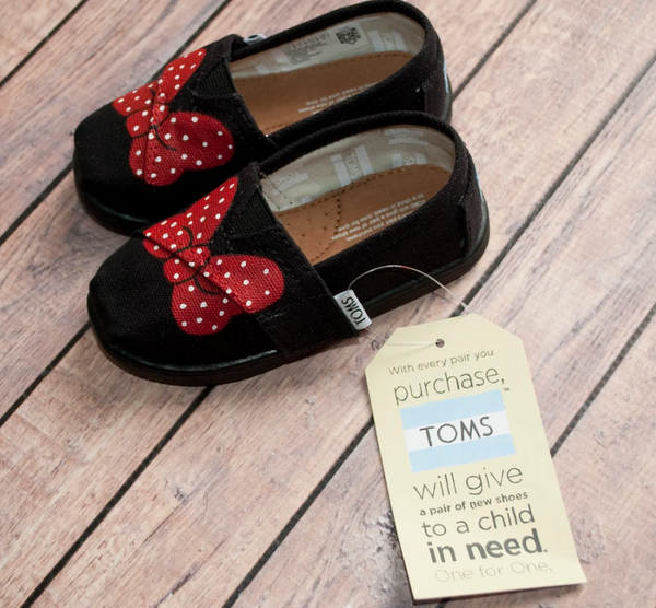 Polka Dot Bow Hand Painted Tiny Toms