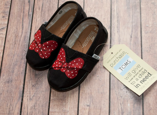 Polka Dot Bow Hand Painted Tiny Toms