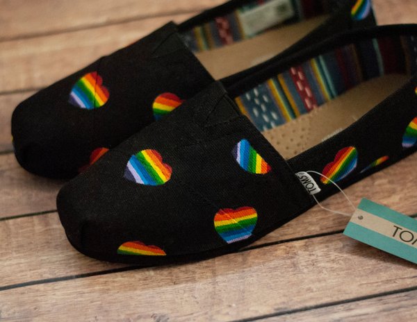 Rainbow Heart Custom Toms | Custom Pride Toms