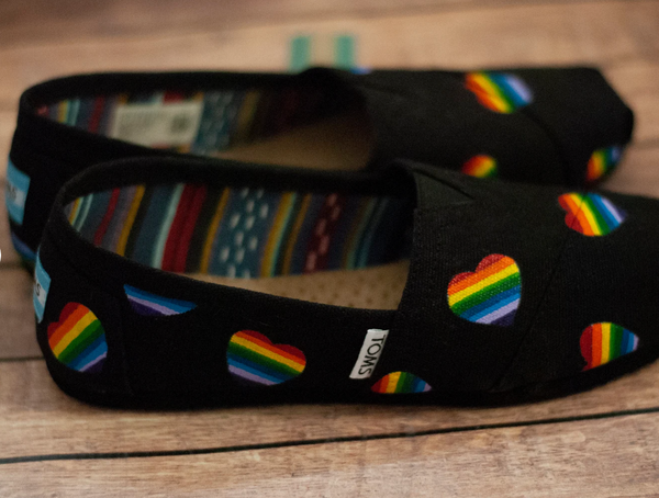 Rainbow Heart Custom Toms | Custom Pride Toms