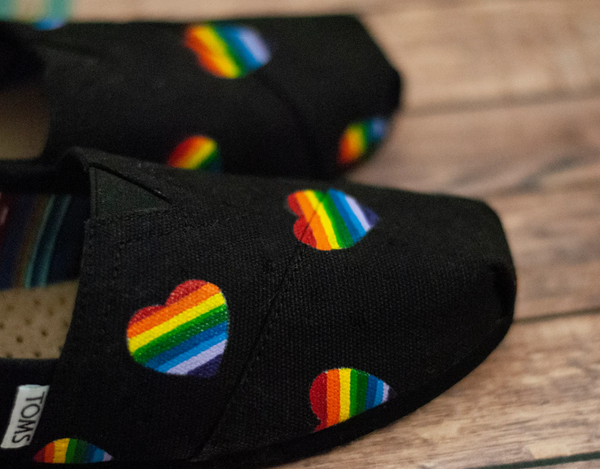 Rainbow Heart Custom Toms | Custom Pride Toms