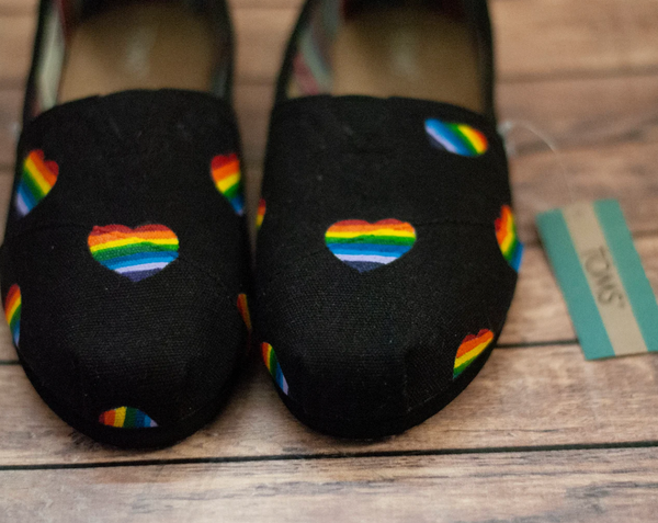 Rainbow Heart Custom Toms | Custom Pride Toms
