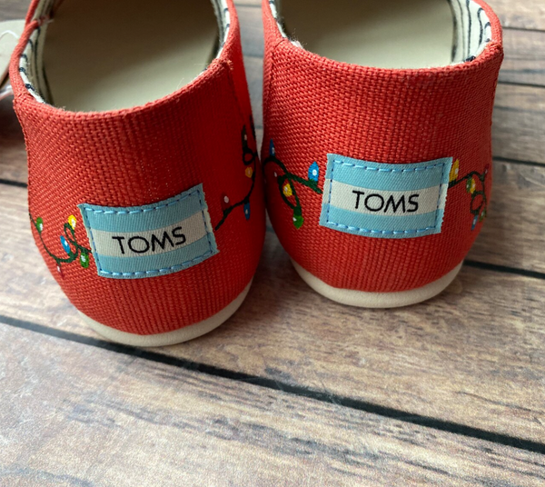 Hand Painted Christmas Flamingo Toms