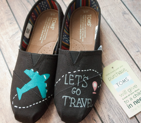 Lets Go Travel Hand Painted Toms