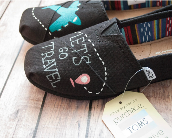 Lets Go Travel Hand Painted Toms