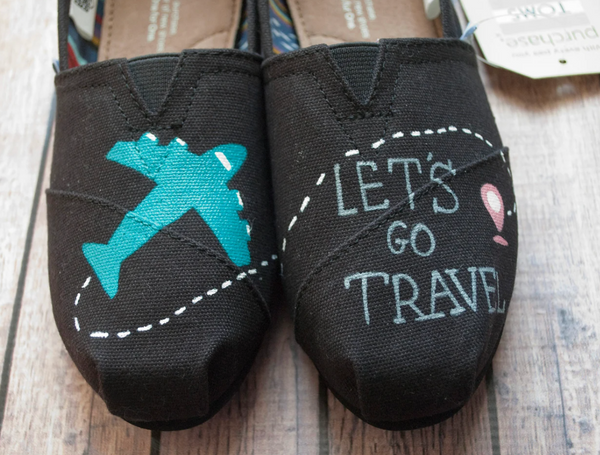 Lets Go Travel Hand Painted Toms