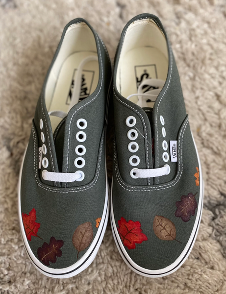 Hand Painted Fall Leaf Vans