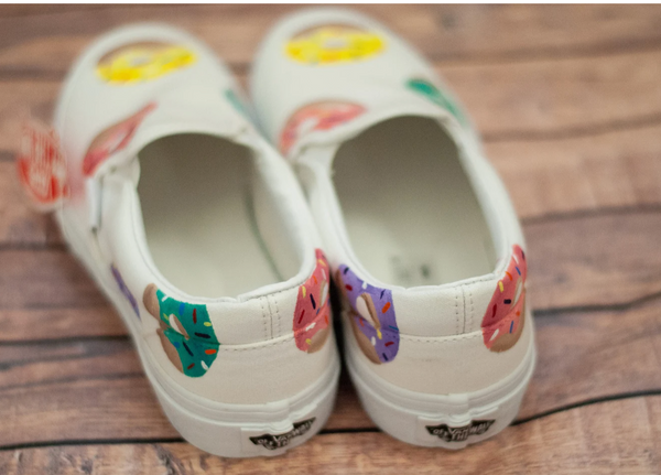 hand painted donut slip on vans