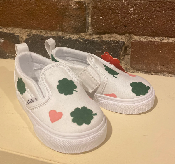 Hand Painted Clover Slip On Vans