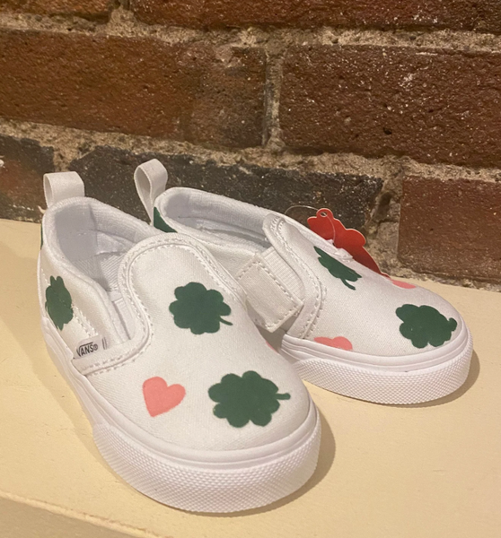 Hand Painted Clover Slip On Vans