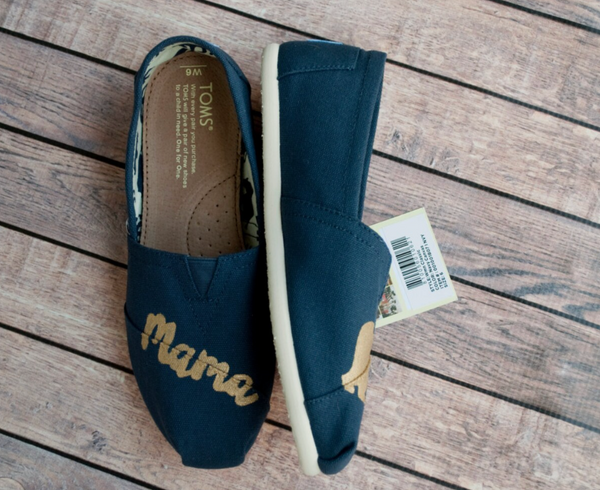 Hand Painted Mama Bear Custom Toms