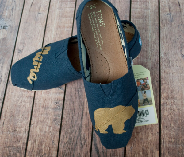Hand Painted Mama Bear Custom Toms