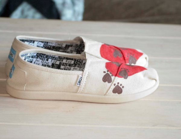 Paw Print On My Heart Hand Painted Toms