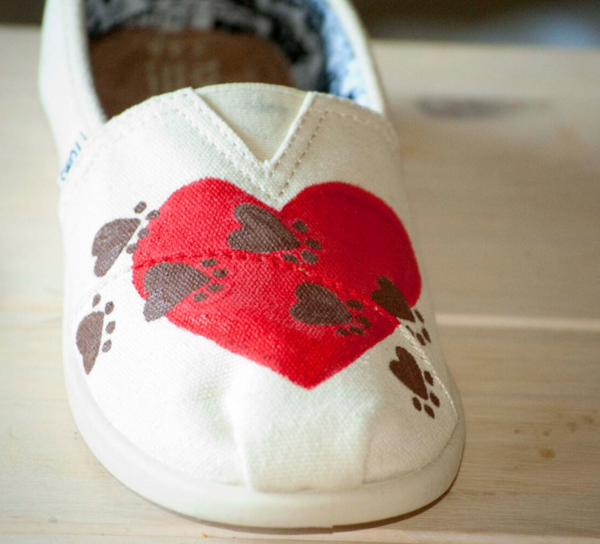 Paw Print On My Heart Hand Painted Toms