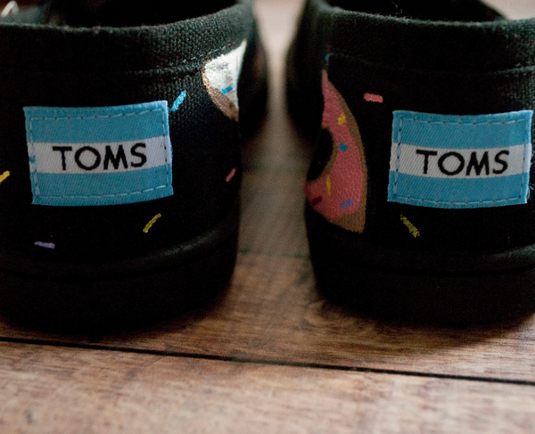 Sprinkled Donut Hand Painted Toms