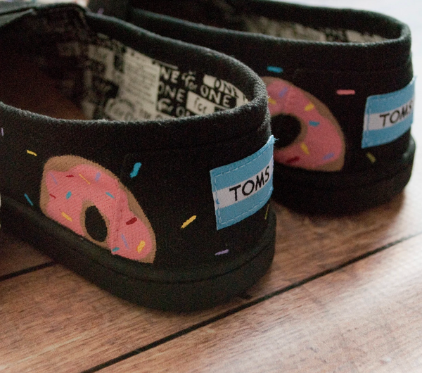 Sprinkled Donut Hand Painted Toms