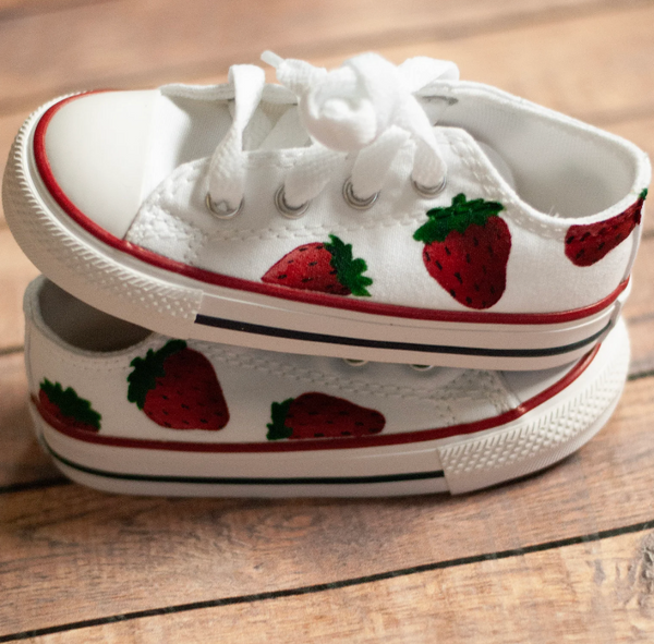 Hand Painted Strawberry Low Top Converse