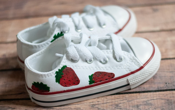 Hand Painted Strawberry Low Top Converse