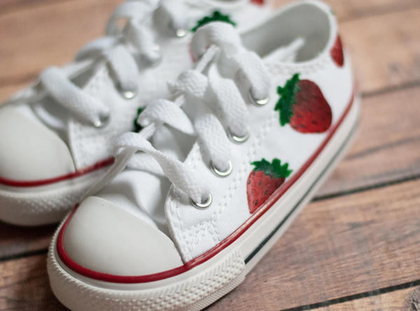 Hand Painted Strawberry Low Top Converse