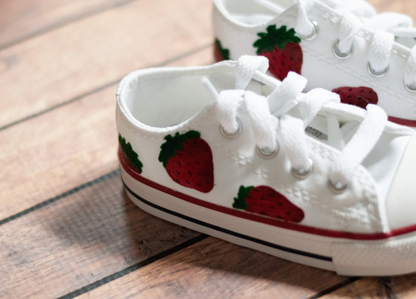 Hand Painted Strawberry Low Top Converse