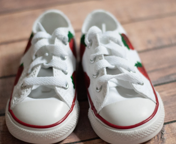 Hand Painted Strawberry Low Top Converse