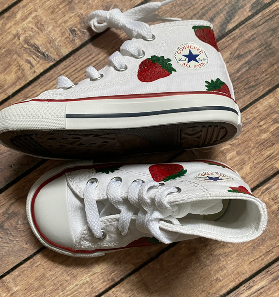 Strawberry Hand Painted High Top Converse