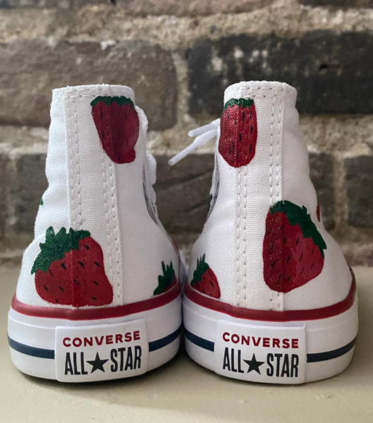 Strawberry Hand Painted High Top Converse