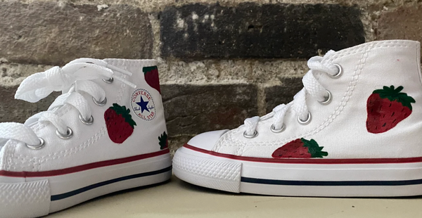 Strawberry Hand Painted High Top Converse