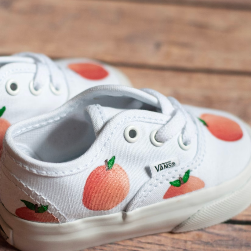 Hand Painted Peach Toddler Vans Peach Vans Custom Vans With