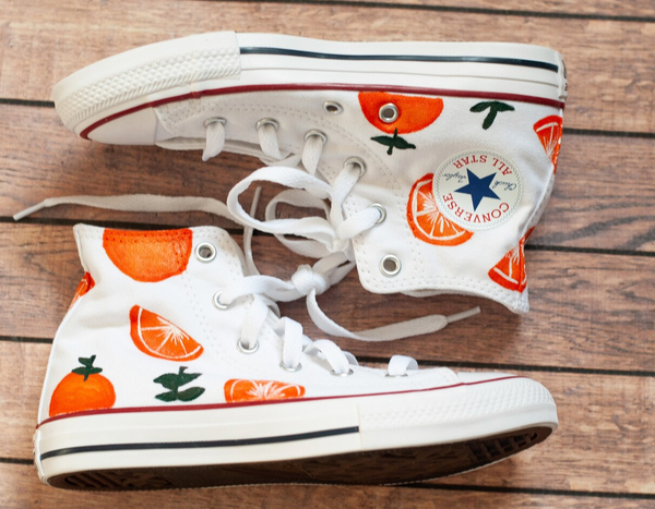 Orange Hand Painted Converse
