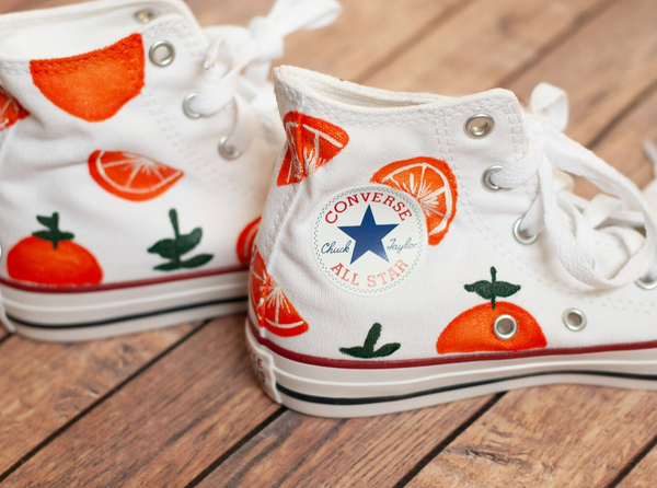 Orange Hand Painted Converse