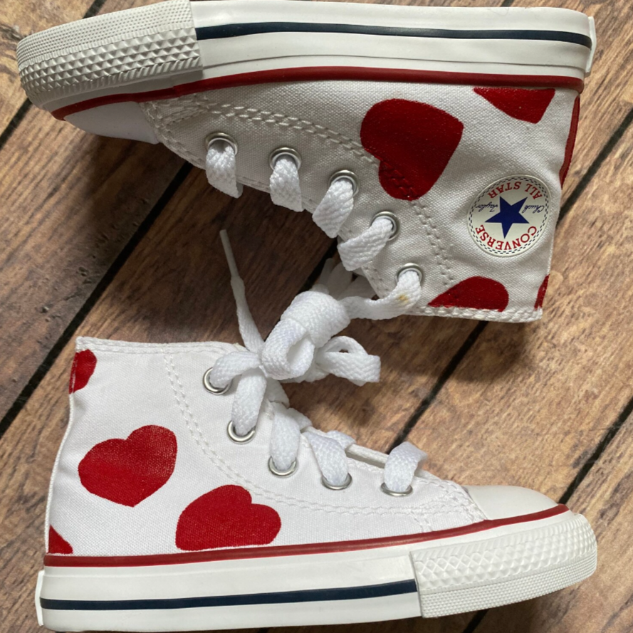 White high tops with heart hotsell