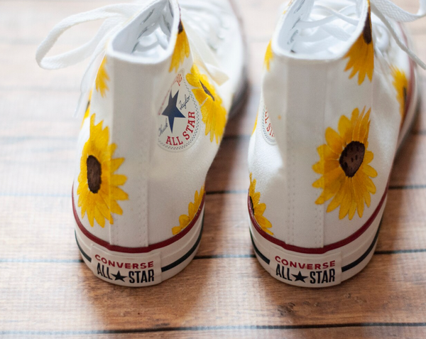 White Sunflower Converse || Hand Painted Sunflower Converse