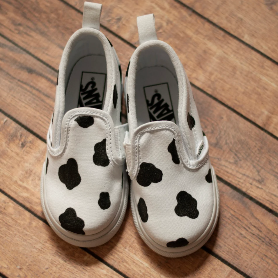 Hand Painted Cow Print Slip On Vans Custom Slip On Cow Print