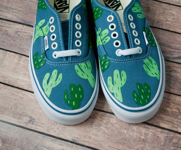 Cactus Hand Painted Vans | Custom Cactus Vans