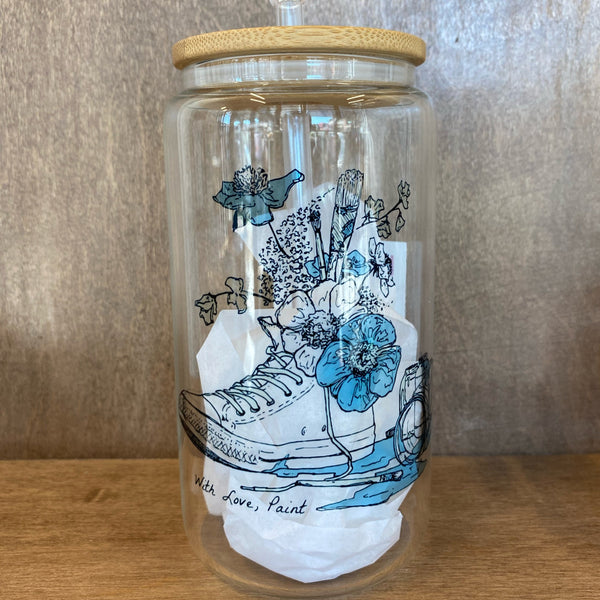 With Love, Paint 16 oz. Glass Cup