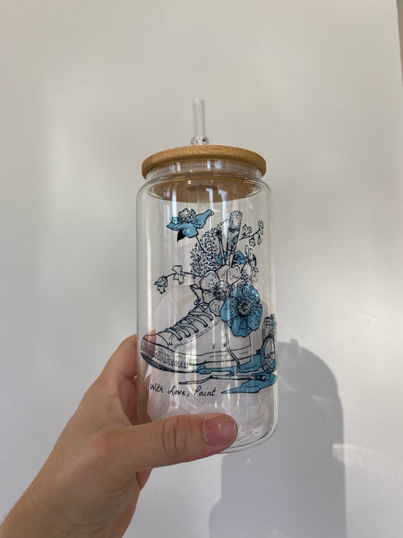 With Love, Paint 16 oz. Glass Cup