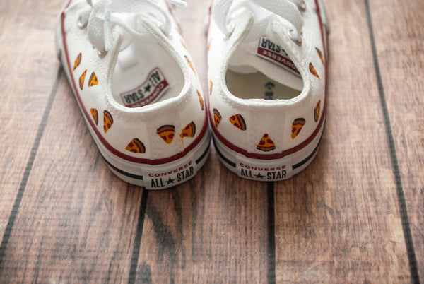 Hand Painted Pepperoni Pizza Slice Converse | Kids Low Top Pizza Converse