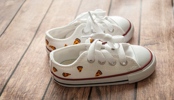 Hand Painted Pepperoni Pizza Slice Converse | Kids Low Top Pizza Converse