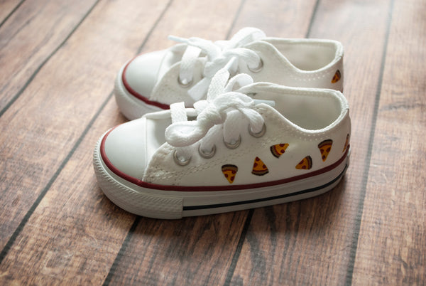 Hand Painted Pepperoni Pizza Slice Converse | Kids Low Top Pizza Converse