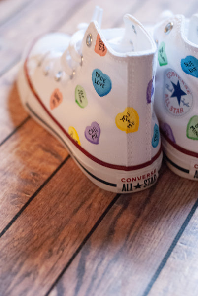 Candy Heart Converse | Hand Painted Valentine's Day Converse
