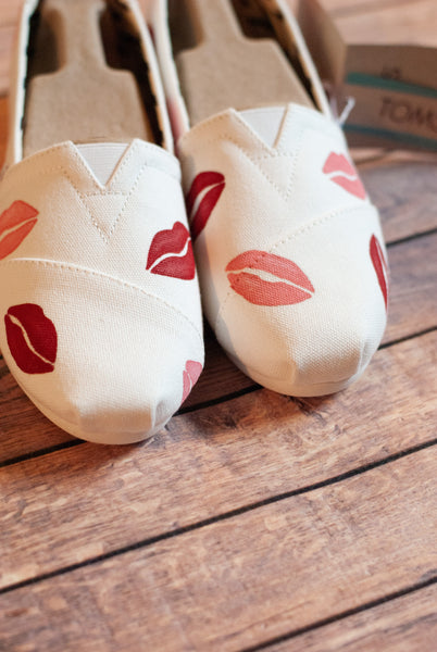 Valentine's Day Lip Toms | Hand Painted Toms