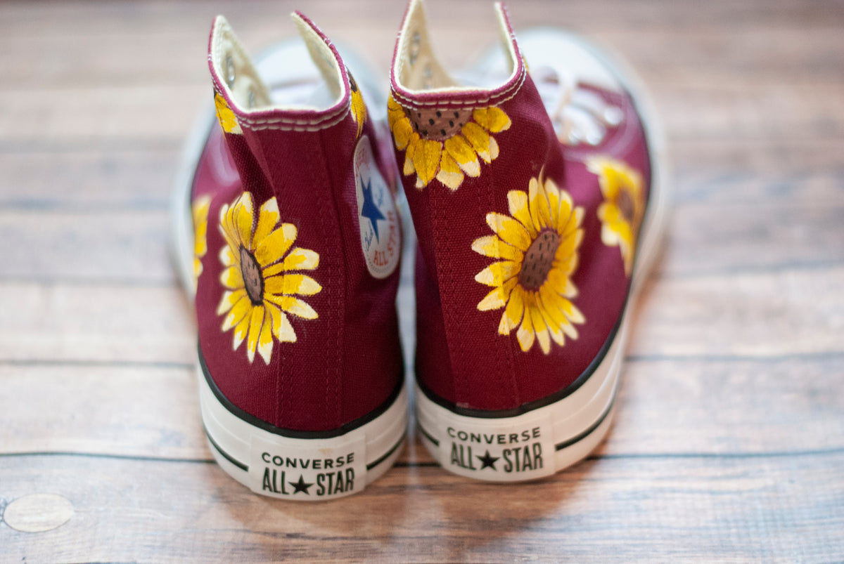 Sunflower Low Top Converse  Custom Sunflower Converse – With love, Paint